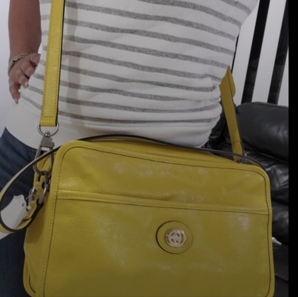AUTHENTIC GUCCI YELLOW CROSSBODY MESSENGER BAG SHOULDER UNISEX morpheus - Picture 2 of 12